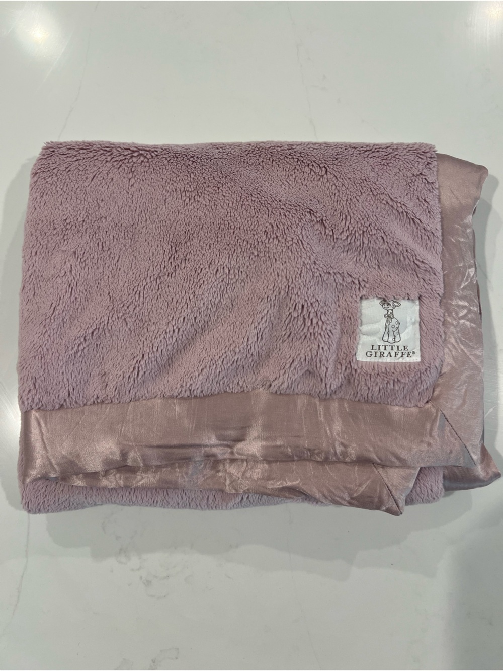 Little Giraffe Plush Baby Blanket in Dusty Mauve